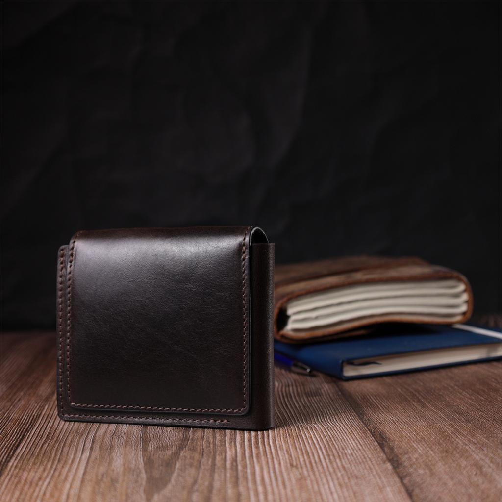 Men's Wallet with Coin Holder Made of Glossy Genuine Leather GRANDE PELLE Wallet 16807 Brown