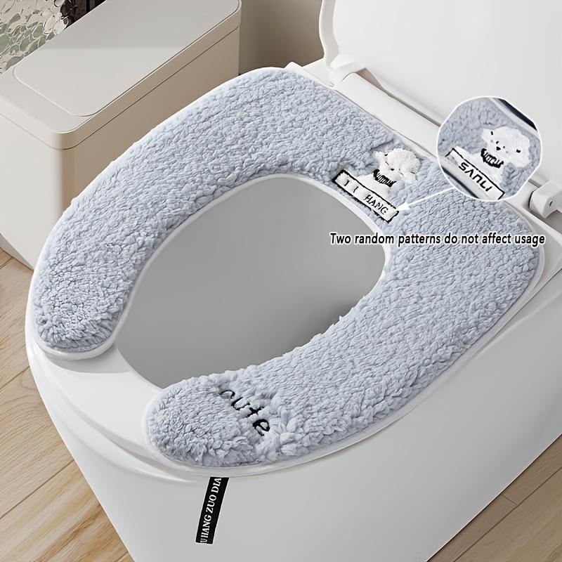 Reusable Toilet Seat Cover - All-Season Soft & Thick Lid with Handle, Washable Bathroom Cushion for Home Use, Winter Extra Padded Commode Pad Puppy Toilet Seat Cushion