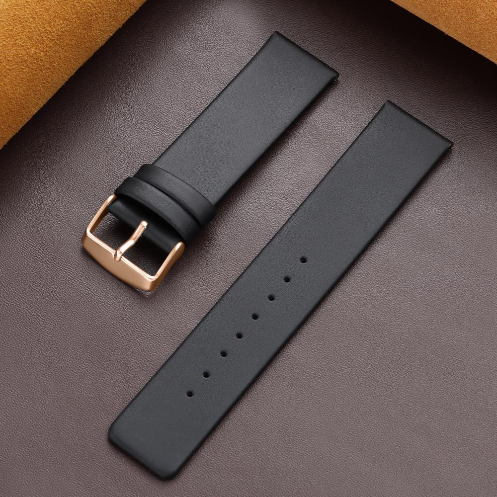 Genuine Leather Watchband Business Watch Strap for Men Women 12mm 14mm 16mm 18mm 19mm 20mm 21mm 22mm 24mm Brown Black Bracelete