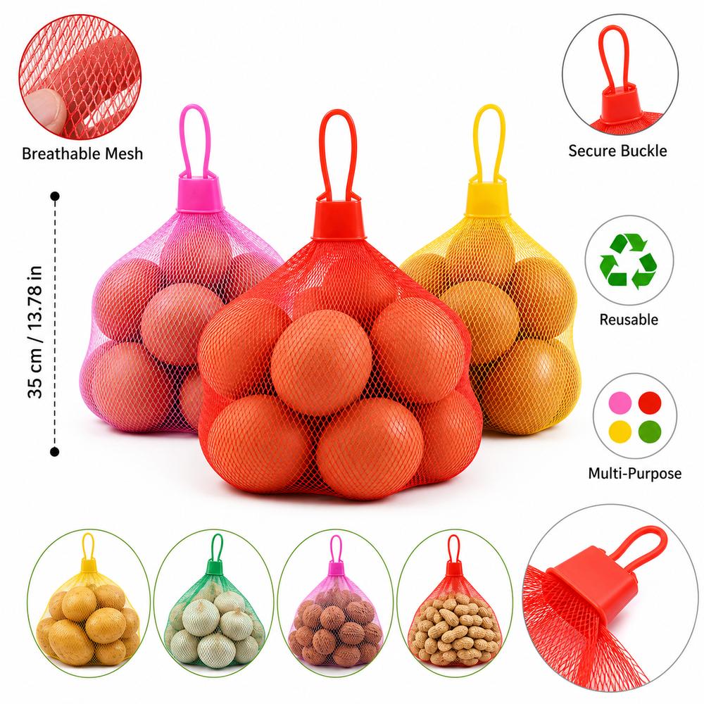 100Pcs Pack Egg Net Bag With Buckles Breathable Mesh Storage Bags Multi-Purpose Drawstring Closure Food Packaging Bags