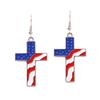 Independence Day Flag Hat, Slippers, Love Earrings, Red, White And Blue Striped Flag Earrings