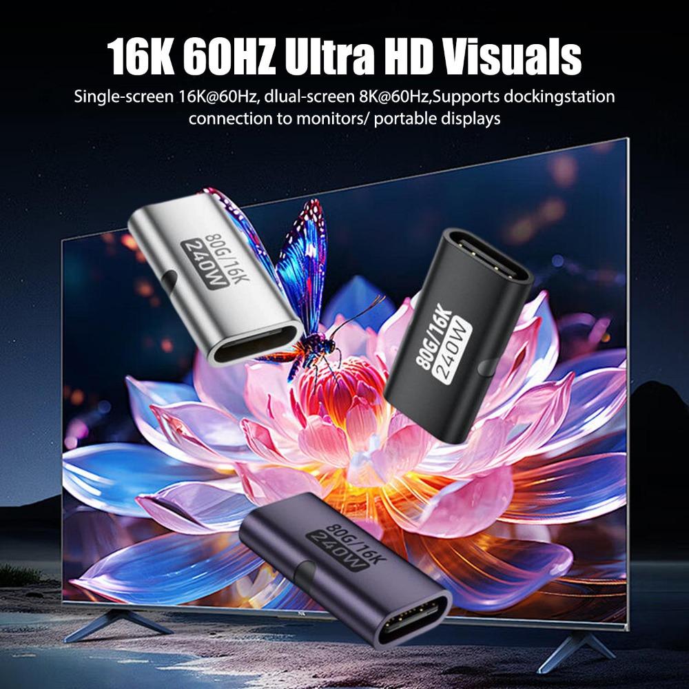 1-10pcs 240W PD 80Gbps High-Speed USB C Female To Female Adapter 16K 60Hz Video for MacBook Pro Air IPad Type-C HUB Converter