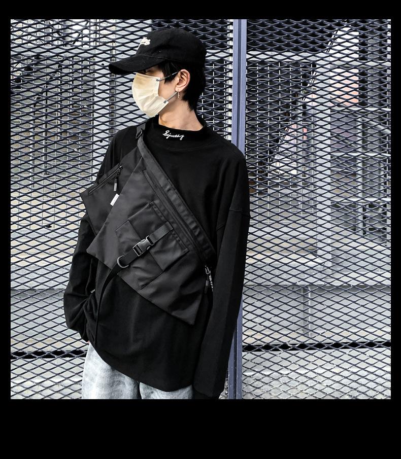 2025 Spring/Summer Dark Style Functional Crossbody Backpack with Large Capacity and Apron-Style Design