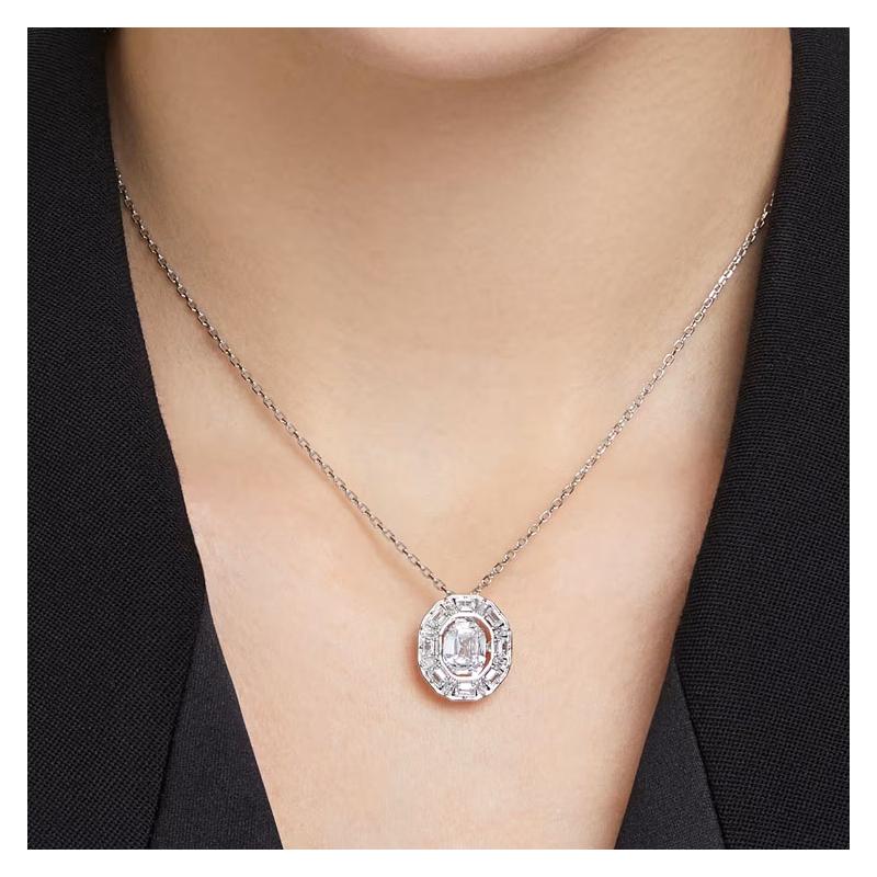 Swarovski Mesmera Octagon Cut Design Rhodium Plated Necklace Women's Silver 5669915BIANCO