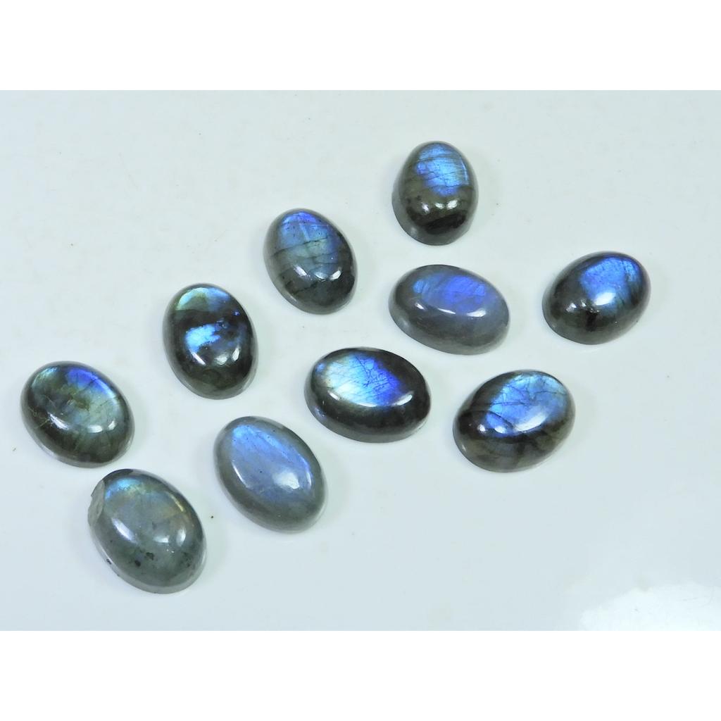 12X16MM Natural Labradorite Blue Fire Oval Cabochon Loose Gemstone 10Pcs Lot C-1060