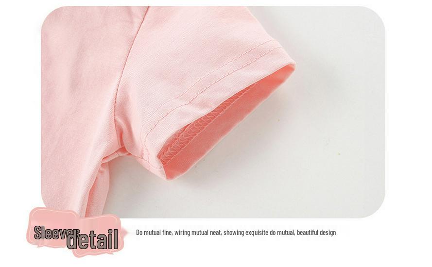 European Style Girls' Summer 2026 Cartoon T-Shirt: Round Neck, Short Sleeve for Kids