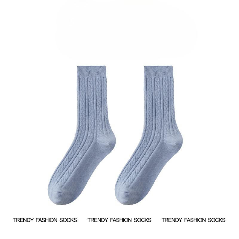 

Зимние носки: Женские флисовые утолщенные теплые шерстяные носки до середины икры, однотонные универсальные мягкие махровые носки 1 pair синий