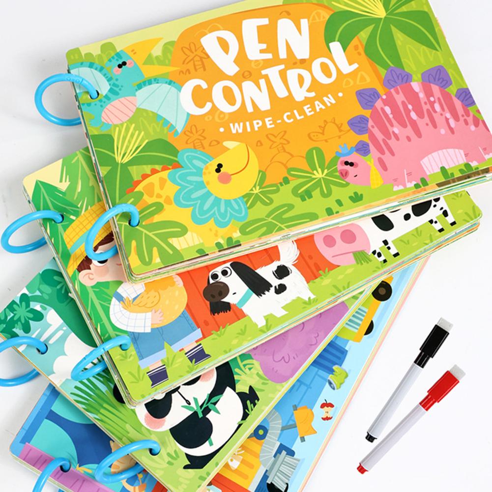 Write Wipe Activity Book Toddler Pen Control Training Book Funny Pen Guide Training Card Book for Children Early Learning