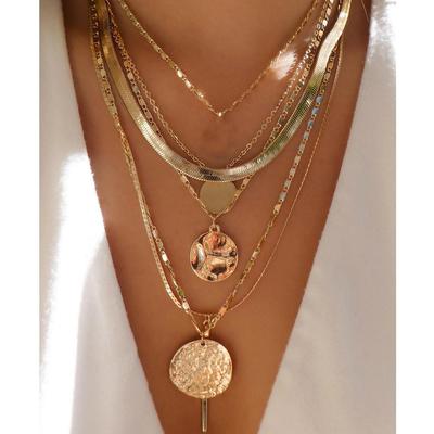 Vintage Goldfarben Mehrere Stile Halskette Für Damen Trendige Mehrschichtige Scheibenanhänger Halsketten Neue Trendige Set Schmuck Geschenke