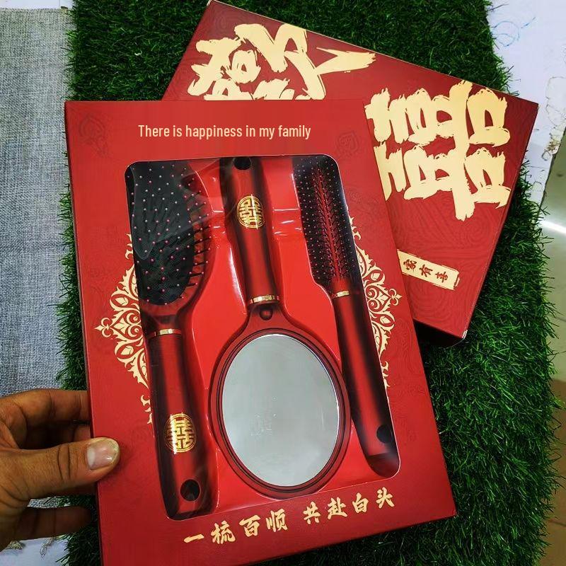 

Bridal Dowry Gift Set: Three-Piece Happy Comb Collection for Weddings