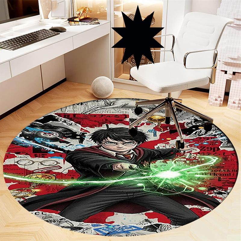 Harry Potter Printed Round Rug Carpet Chair Rug Area Rug Entryway Doormats,for Office Chair Living Room Bedroom Kitchen Room.