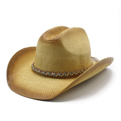 Hard Top Cowboy Hat Beach Summer Hat Men'S And Women'S Panama Straw Hat Top Hat American Western Cowboy Hat
