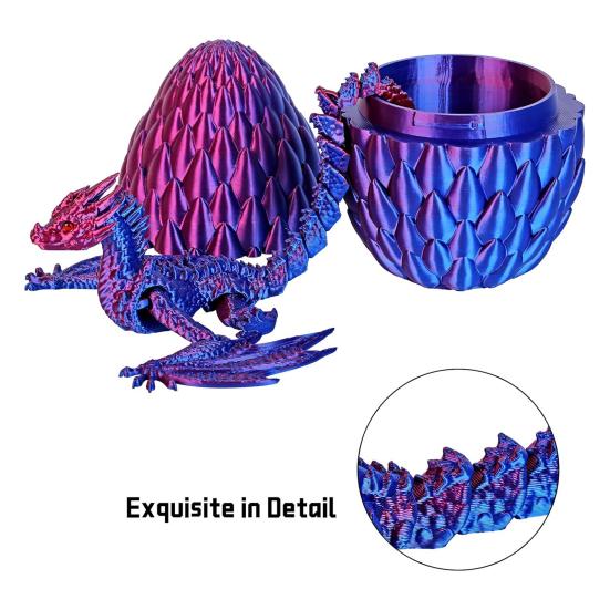 3D Printed Dragon Egg Figurine Movable Joints Flying Dragon Figure Fidget Toy Dragon Egg with Articulated Dragon Inside Decoration Ornament