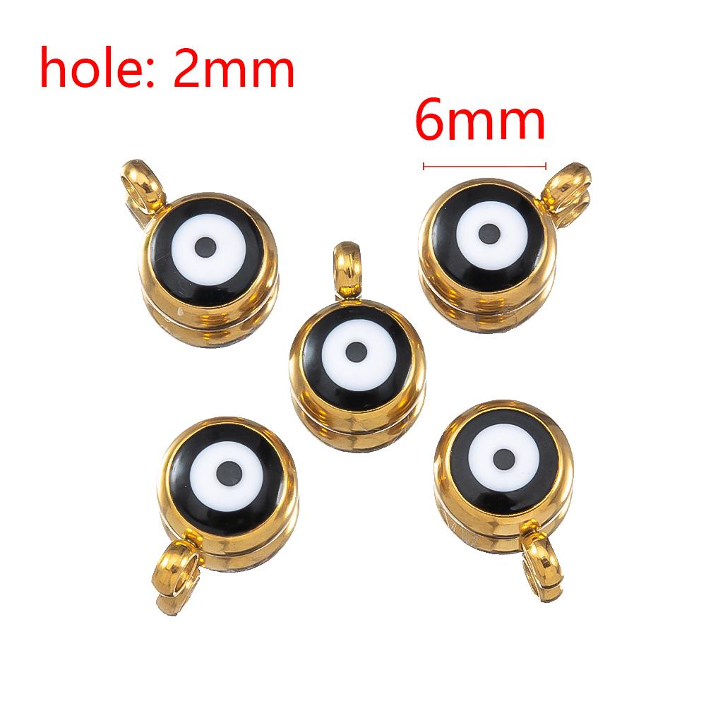 20pcs Round Ball Charms Stainless Steel Turkish Evil Eye Earring Pendant Base DIY Boho Jewelry Making Bracelet Supply Mix Color