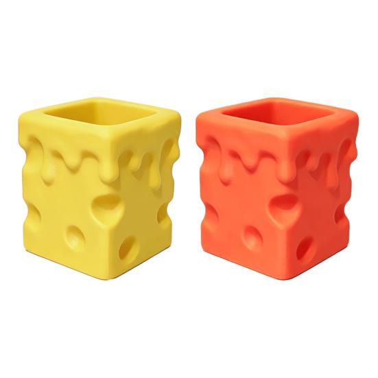 3D-printet Ost Penneholder, Smeltende Osteterning Blyant Opbevaringsbeholder, Makeuppensel Papirvarer Organizer Boks til Hjemmekontor Skrivebord