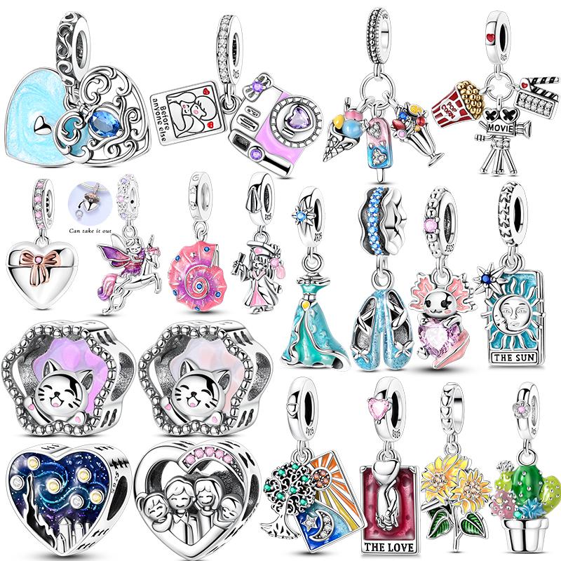 Charms Copper Luminous Cat Pendant Beads Fit Original Bracelet Diy For Women Necklace Jewelry Making Gift