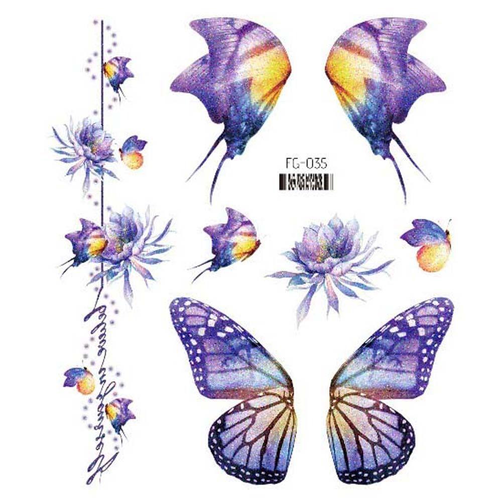 Moon Body Art Wings Fake Tattoo Temporary Tattoos Flowers Tattoo Stickers Butterfly Tattoo Stickers
