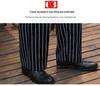Men's Loose Straight-Leg Cotton Work Pants - Striped Kitchen Waiter Trousers