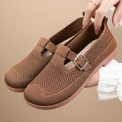 Shoes Women's Versatile New Old Beijing Cloth Shoes Hollow Mesh Breathable Mother Shoes Soft Sole One Pedal Flat Shoes