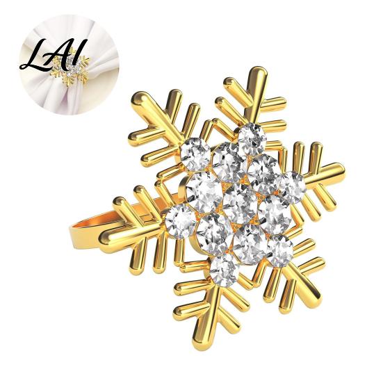 Seasonal Party Tableware Rhinestone Snowflake Napkin Ring Metal Holder Winter Holiday Rings Ring for Christmas Dinner Table Decor Silver Plated