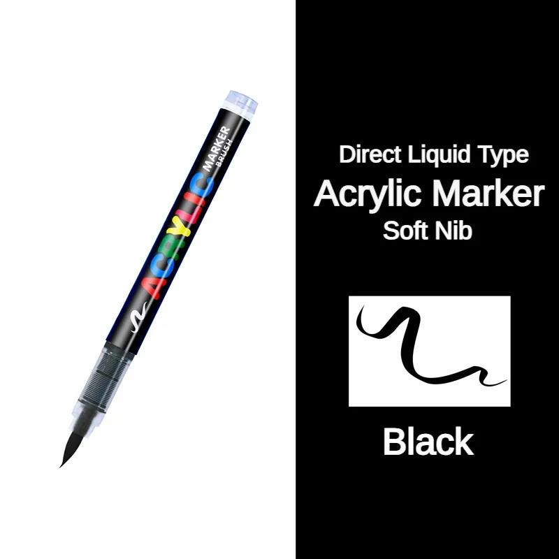 GUANGNA 16 Colors Direct-liquid Acrylic Marker Pen Waterproof Pen Soft Brush Nib for Glass Stone Metal Art Supplies Stationery