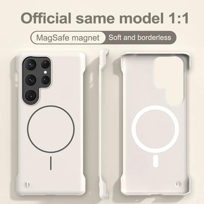 Rahmenlose kabellose Ladehülle für Samsung S25 Edge S24 FE S23 Ultra S22 Magnetisch Stoßfest Schlank Hart PC Handyhülle