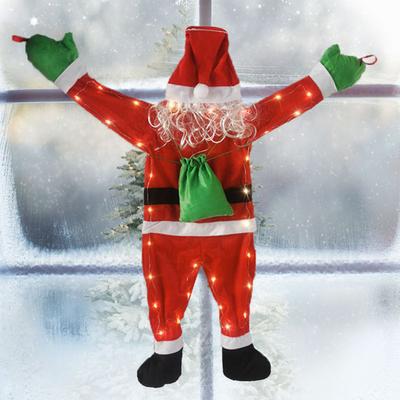 Große Weihnachts-Weihnachtsmann-Ornamente Niedlicher Kletter-Weihnachtsmann Hängende Dekoration für Außen Dach Fenster Wanddeko