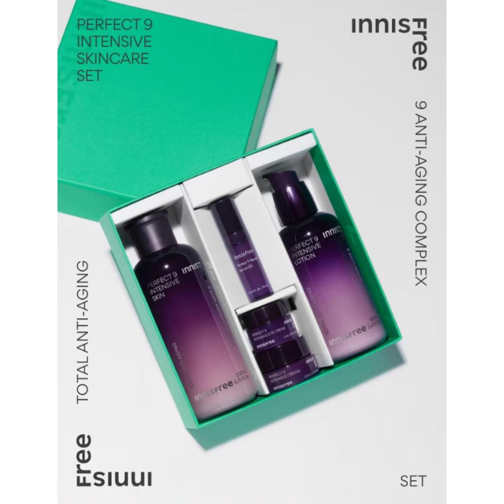 Innisfree Perfect 9 Intensive Skincare Set (Skin 200ml / Lotion 160ml / Serum 5ml / Eye Cream 5ml / Cream 10ml)
