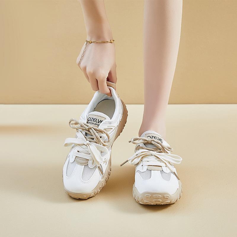 Gelbe Retro-Plateau-Damen-Sommer-Atmungsaktive und vielseitige lässige Sportschuhe