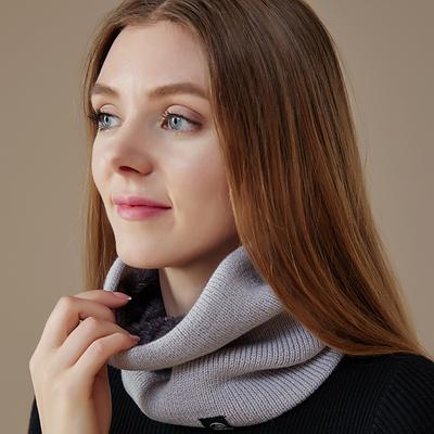 Men and Women's Autumn Winter Warm Solid Color Neck Gaiter Couple's All Match Knitted Woolen Fleece Lined Neck Warmer