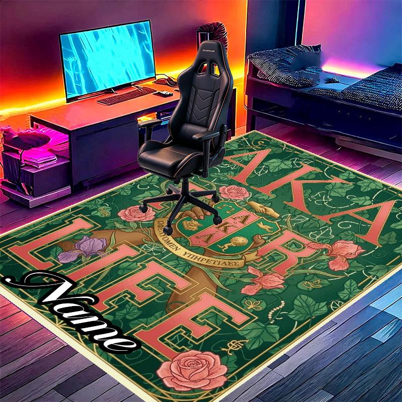 Custom Name Personalized Alpha Kappa Alpha Print Carpet, Versatile Home Decor Rug, for Playroom, Apartment, Balcony, Entryway, Hallway Gift