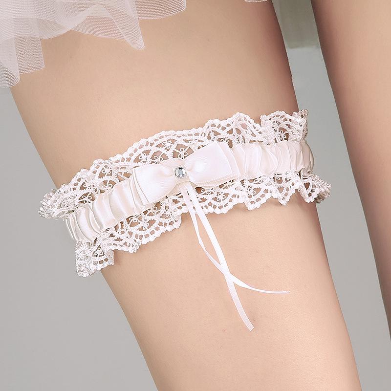 Elegant Blue Bridal Lace Bow Garter
