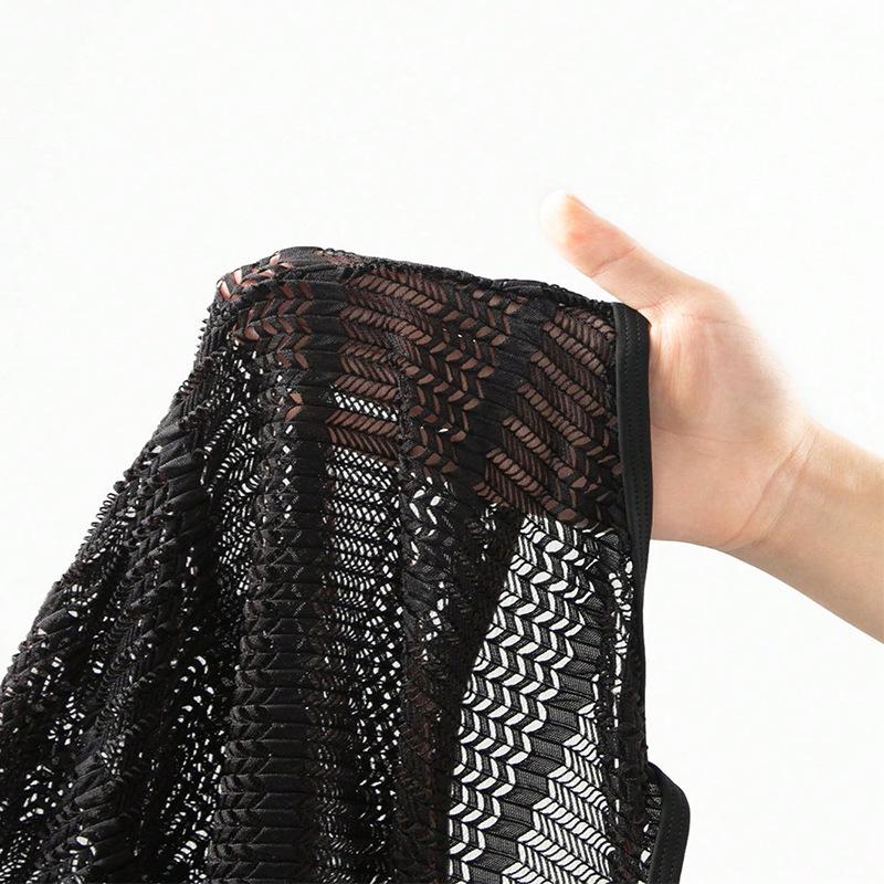 European & American Mesh Solid Color Women's Conservative Bikini with Four-Corner Shorts - 2025 Collection