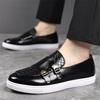 Fashion Designer New Men Monk Strap Loafter Men's Black Brown Patent Leather Platform Shoes Male Walking Sneakers Zapatos Hombre
