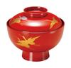 Fukui Craft Zoni Red Interior with Black Flying 33500500 Heat-resistant 4.2-inch Bowl, Crane,