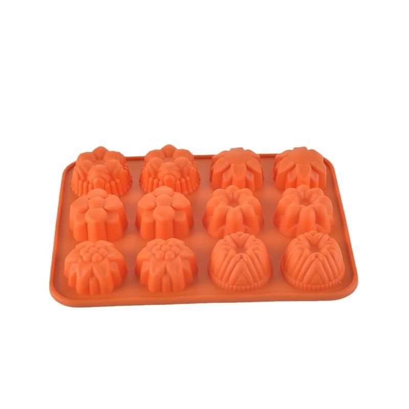 12-Cavity Flower Silicone Cake Mold, 2-Pack