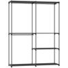 Portable Clothes Rack, Metal Frame, Fabric Shelves, Plenty of Space, Black