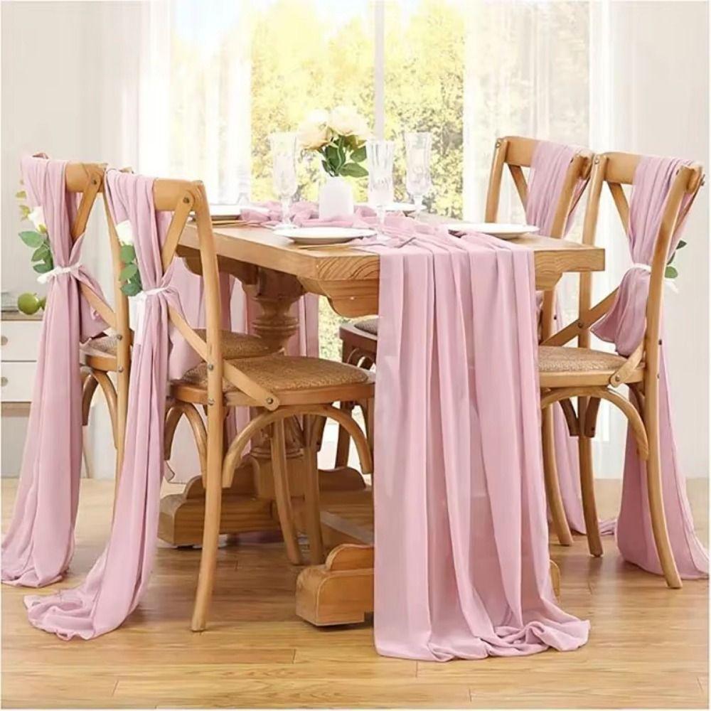 Solid Color Chiffon Table Runner Reusable Gauze Table Runner Wedding Table Runner  Dinning Table