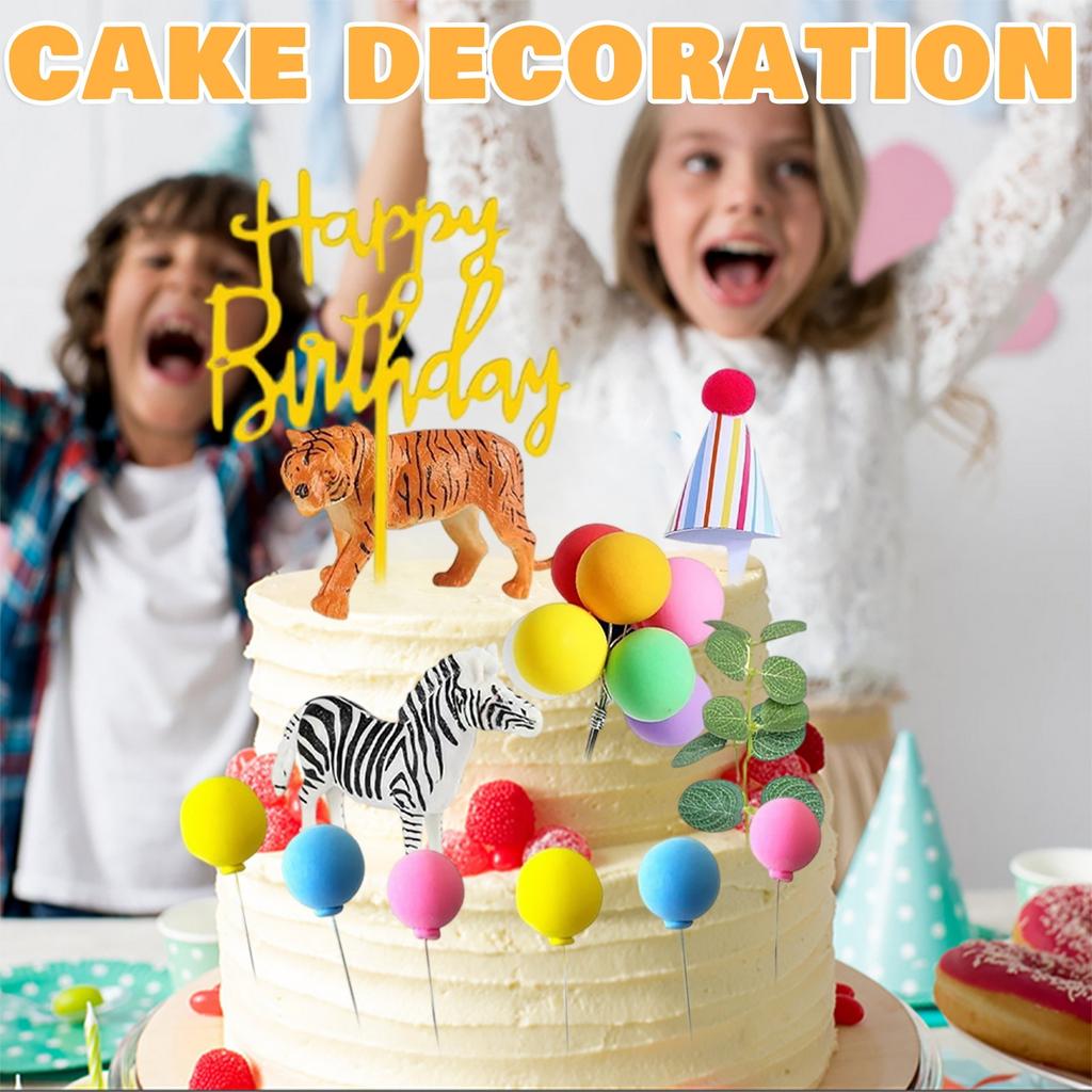Decoraciones para Fiesta de Cumpleaños, Sombreros de Cumpleaños, Decoraciones para Pastel con Patrones de Animales (con Sombreros) Adecuado para fiestas de cumpleaños, fiestas