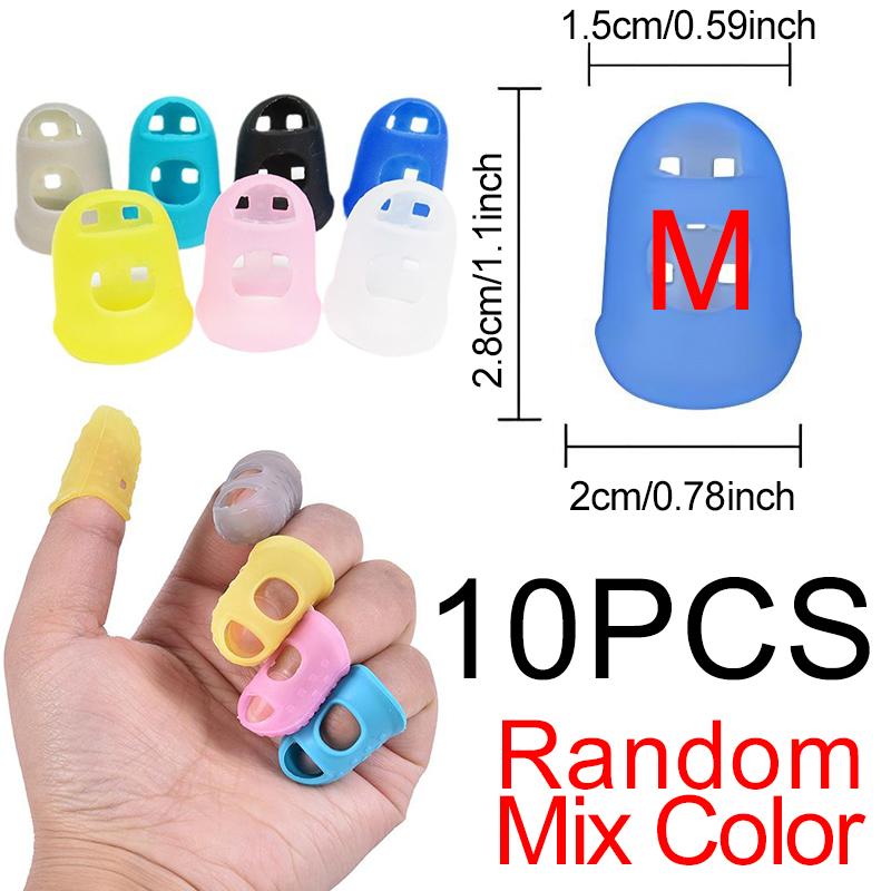 

10PCS Guitar Finger Protective Sleeves Colorful Silicone Thimbles M/L/XL Sizes Available Nonslip Fingerstall Guitar Bass Use ZYF