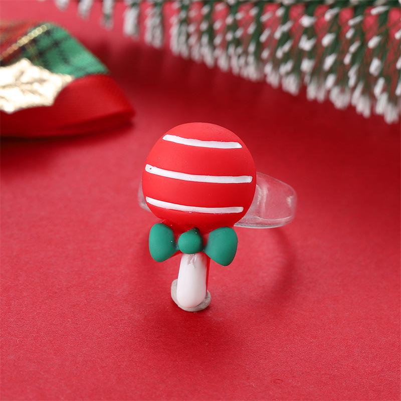 Vánoční kreslený prsten s medvědem, zvonkem a sobem - Slavnostní a módní