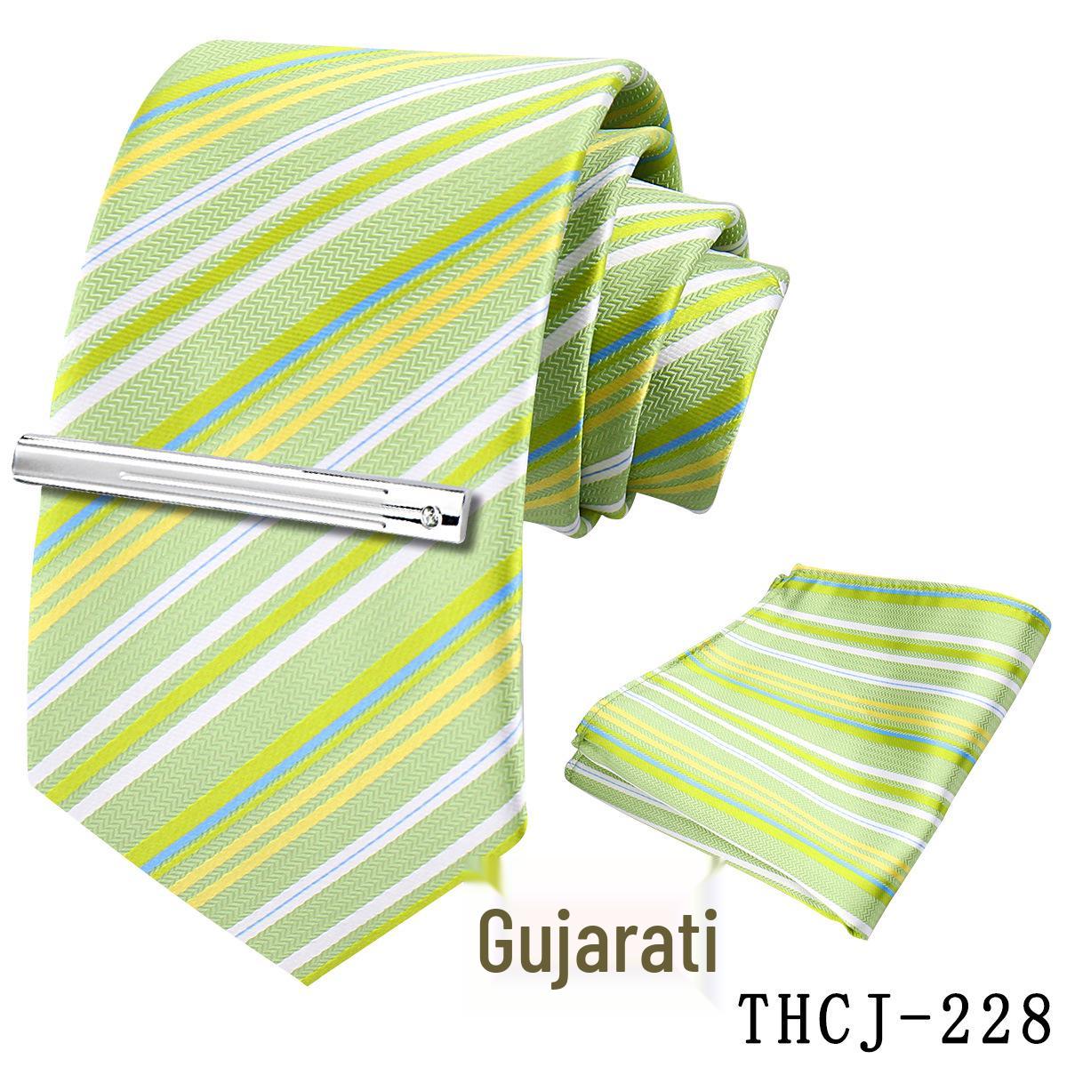 Men s European Style Striped 4-Piece Formal Tie & Pocket Square Set
