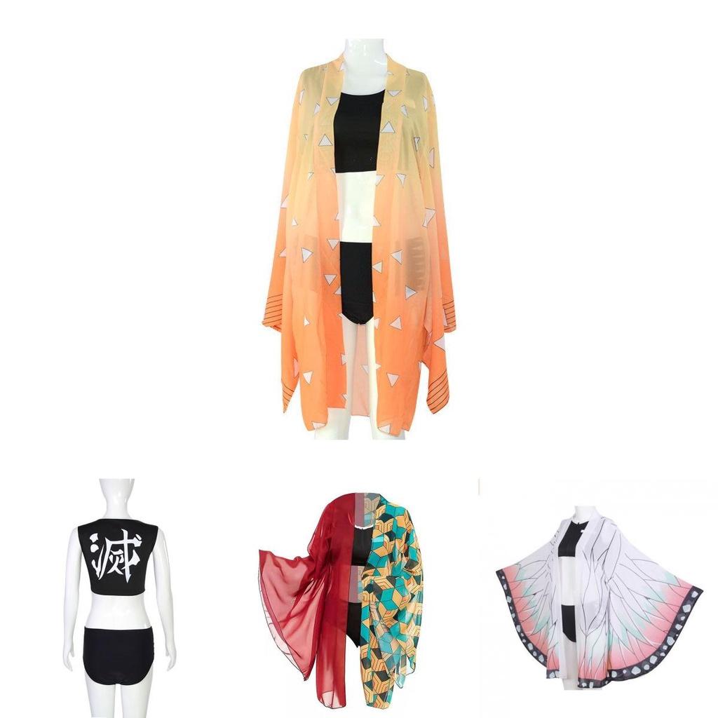 Atemberaubendes Demon Slayer Kimetsu No Yaiba Bikini-Badeanzug-Set Mit Schönem Umhang Für Den Sommer