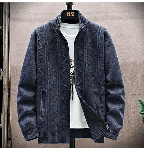 Men's Autumn Winter Cable Knit Zipper Cardigan - Thick Warm Casual Sweater for Men