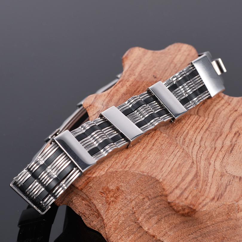 316L Stainless Steel Man Bracelet for Men Men's Silicone Bracelets & Bangles Fashion on Hand Chain Jewellery Adjustable Armband