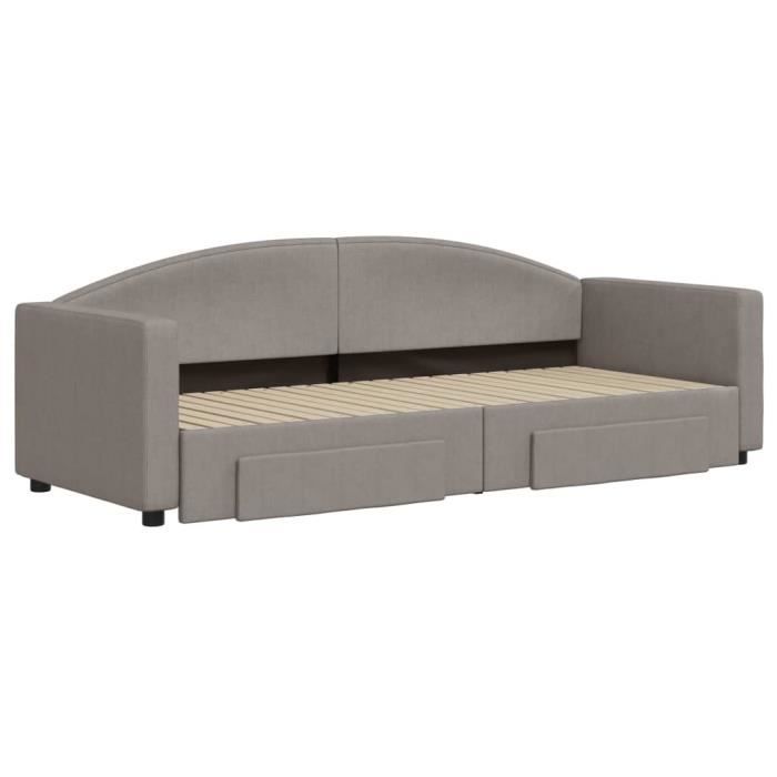 VidaXL Lit de jour avec gigogne et tiroirs taupe 80x200 cm tissu 3197222