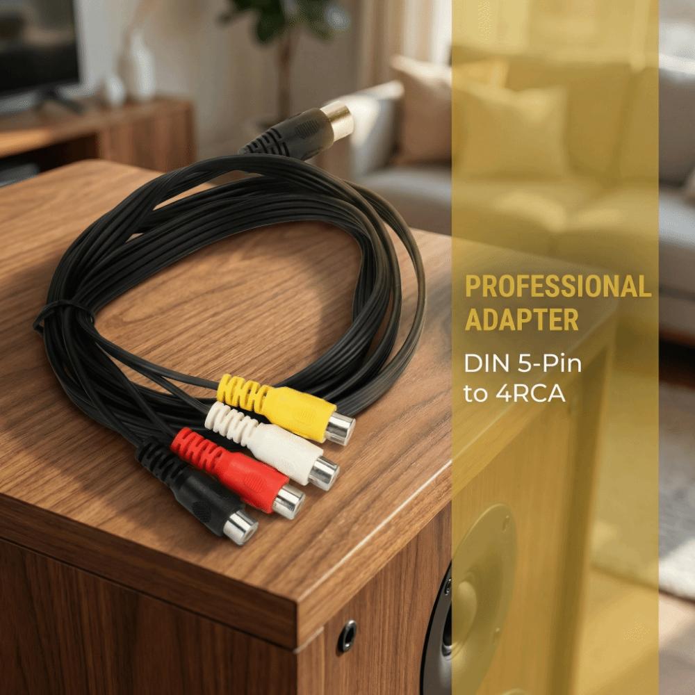 Plug and Play 5 Pin Male Din to 4RCA Female Cable 4.9ft Conversion Cord Audio Cable Connector  DVD