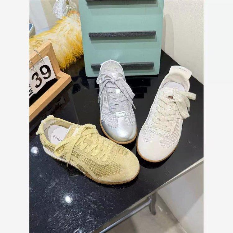 Leather casual sports flat bottom running thick baseplate shoes summer thin single net soft sole mesh Forrest Gump training shoes women