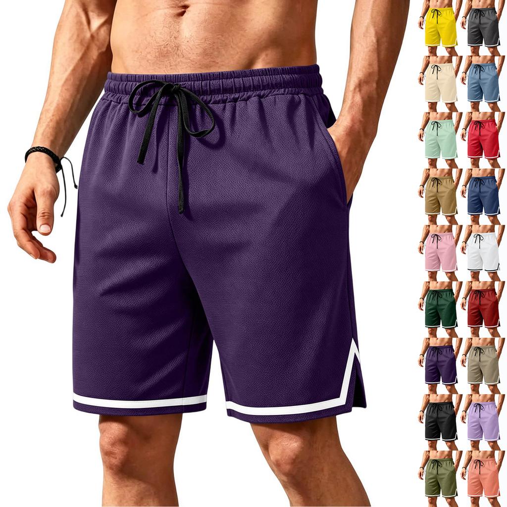 Men's Breathable Mesh Athletic Shorts Lightweight Casual Sportswear with Elastic Waistband and Drawstring for Outdoor Activities and Gym