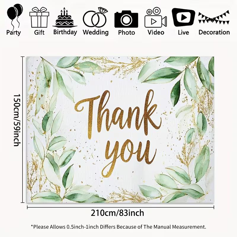 2D Greenery Thank You Backdrop Wedding & Bridal Shower Photography Background